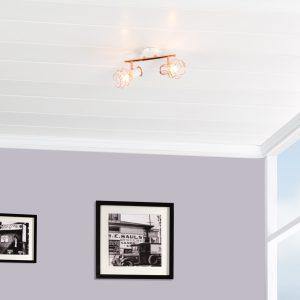 Koperen verstelbare Amber plafondlamp met 2 spotlights - Ledshopper.nl