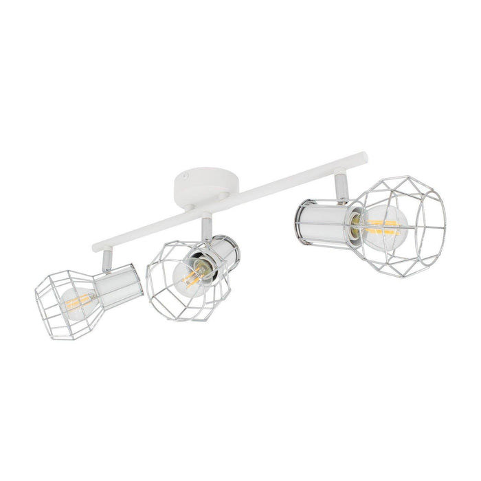 Witte verstelbare Amber plafondlamp met 3 spotlights - Ledshopper.nl