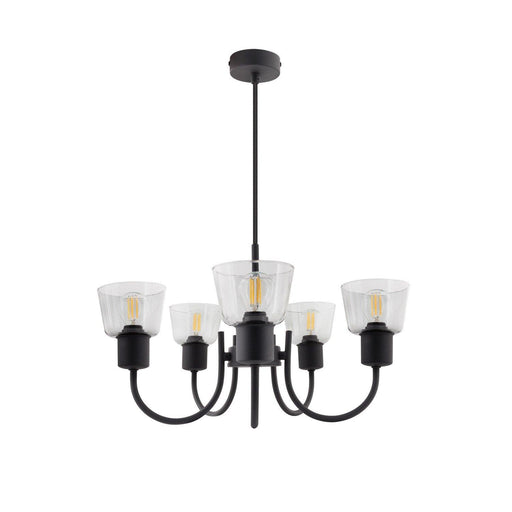 Zwarte design Seppe hanglamp met 5 spotlights - Ledshopper.nl