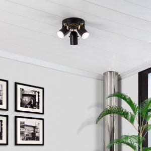 Zwarte ronde verstelbare Ace plafondlamp met 3 spotlights - Ledshopper.nl