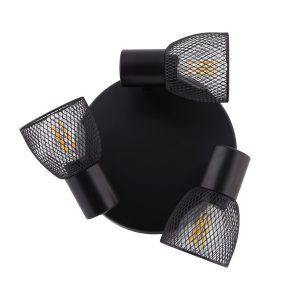 Zwarte ronde verstelbare Fos plafondlamp met 3 spotlights - Ledshopper.nl
