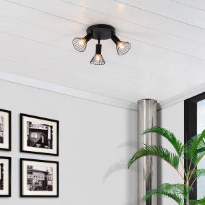 Zwarte verstelbare Nora plafondlamp met 3 spotlights - Ledshopper.nl