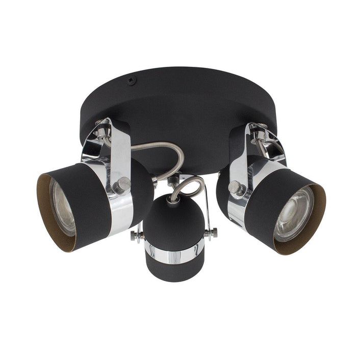 Zwarte verstelbare Elena plafondlamp met 3 spotlights - Ledshopper.nl