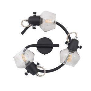 Zwarte verstelbare spiraal Xem plafondlamp met 3 spotlights - Ledshopper.nl