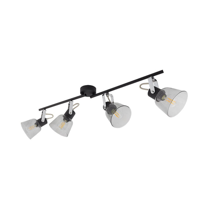Zwarte verstelbare Seppe plafondlamp met 4 spotlights - Ledshopper.nl